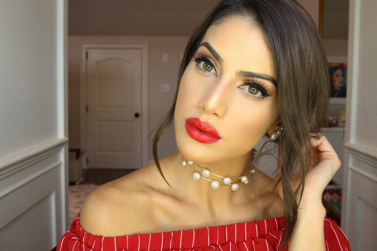 Camila Coelho Bold Red Lip Makeup
