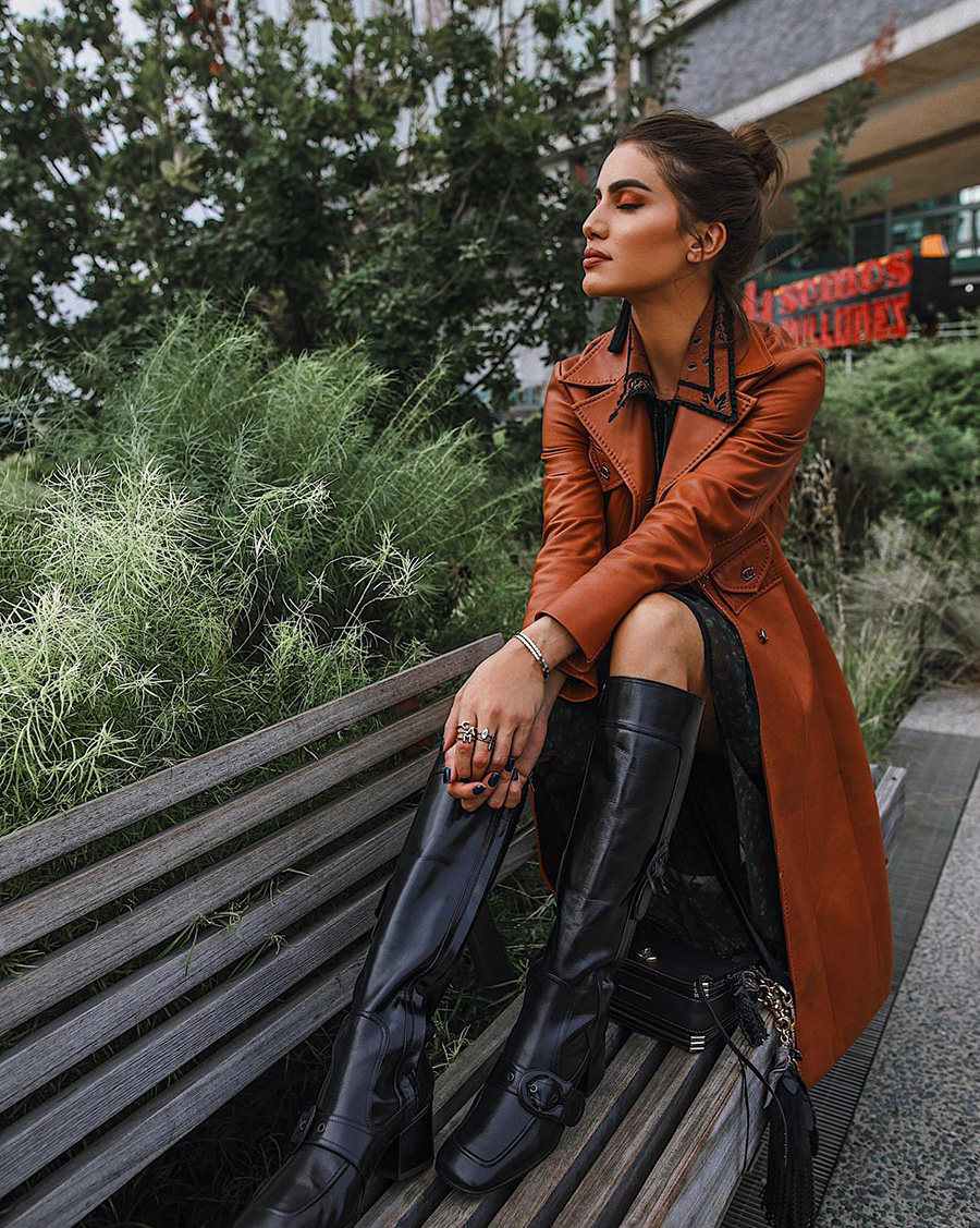 Camila Coelho Black Chloe Gosselin Leather Boots Street Style Paris 2020 on  SASSY DAILY