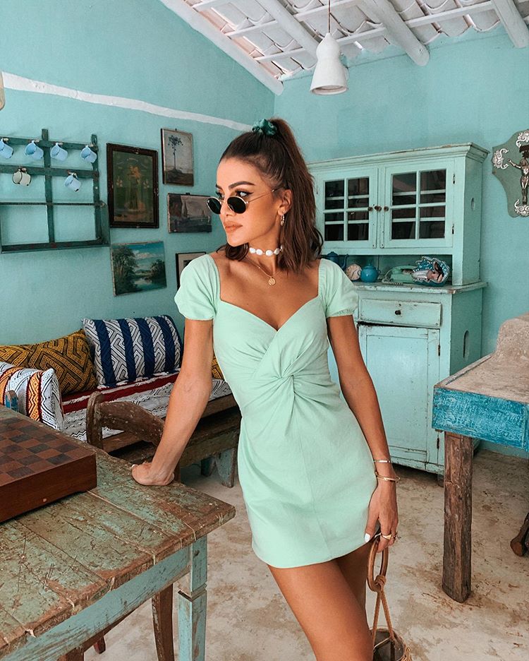 Camila Coelho Light Green Sandals Street Style Summer 2020