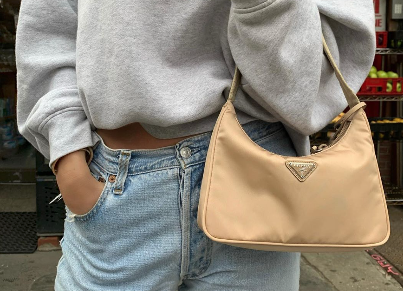 Shop Kendall Jenner Prada Nylon Bag
