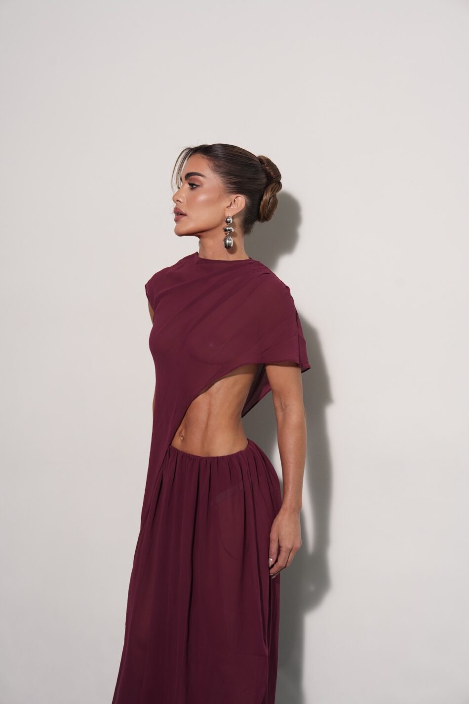 moroccan midi dress in dark brown camila coelho Moroccan Midi Dress